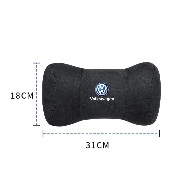 Car Seat Safety Headrest Pad Auto Emblem Neck Pillow For VW Golf Polo Tiguan Touran Jetta Passat CC T5 GTI Arteon T-Cross Beetle Zl9