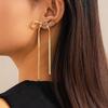 Fashion Bowknot Earrings for Women Vintage Simple Gold Silver Color Long Tassel Bow Drop Earrings Statement Jewelry Girls Gifts