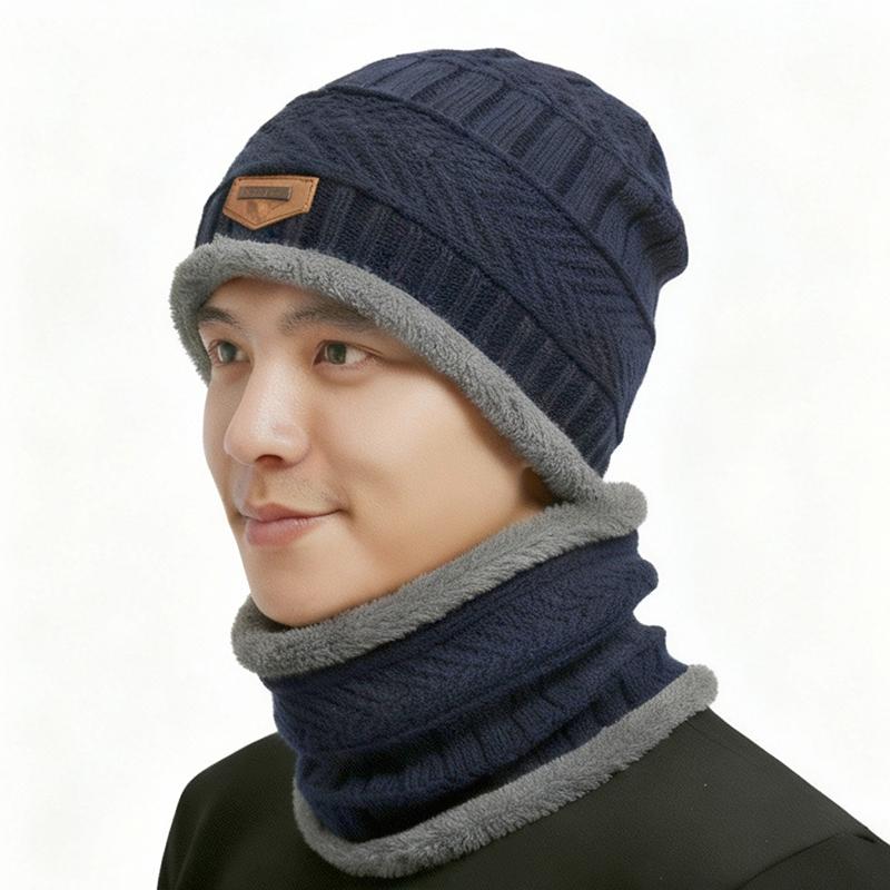 Winter Warm Knitted Hats Scarf Set Warm Beanies Wool Knit Caps Men Women Outdoor Cycling Ski Cold Protection Neck Mask Hat