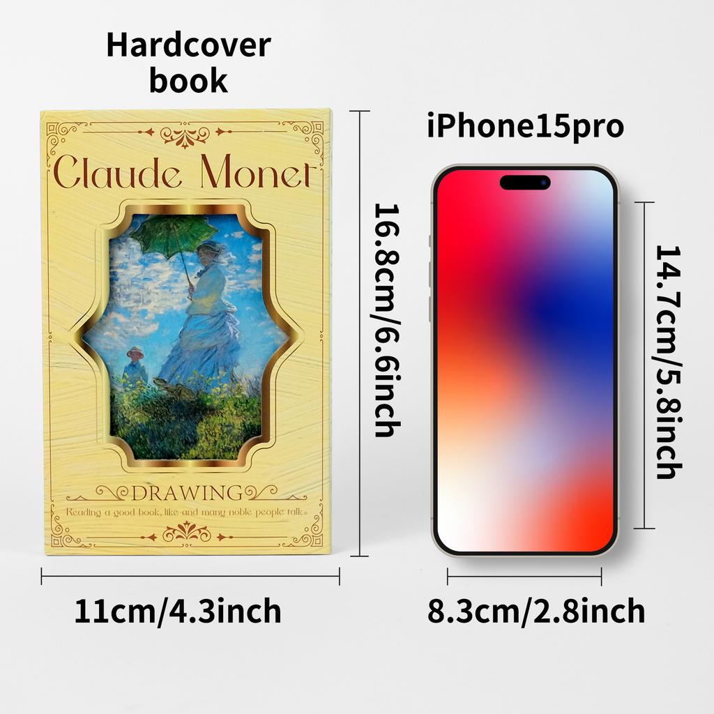 Retro Literature And Art Woman Holding An Umbrella On The Grass Oil Painting Notebook Hard Surface Material Thick Book Record Daily