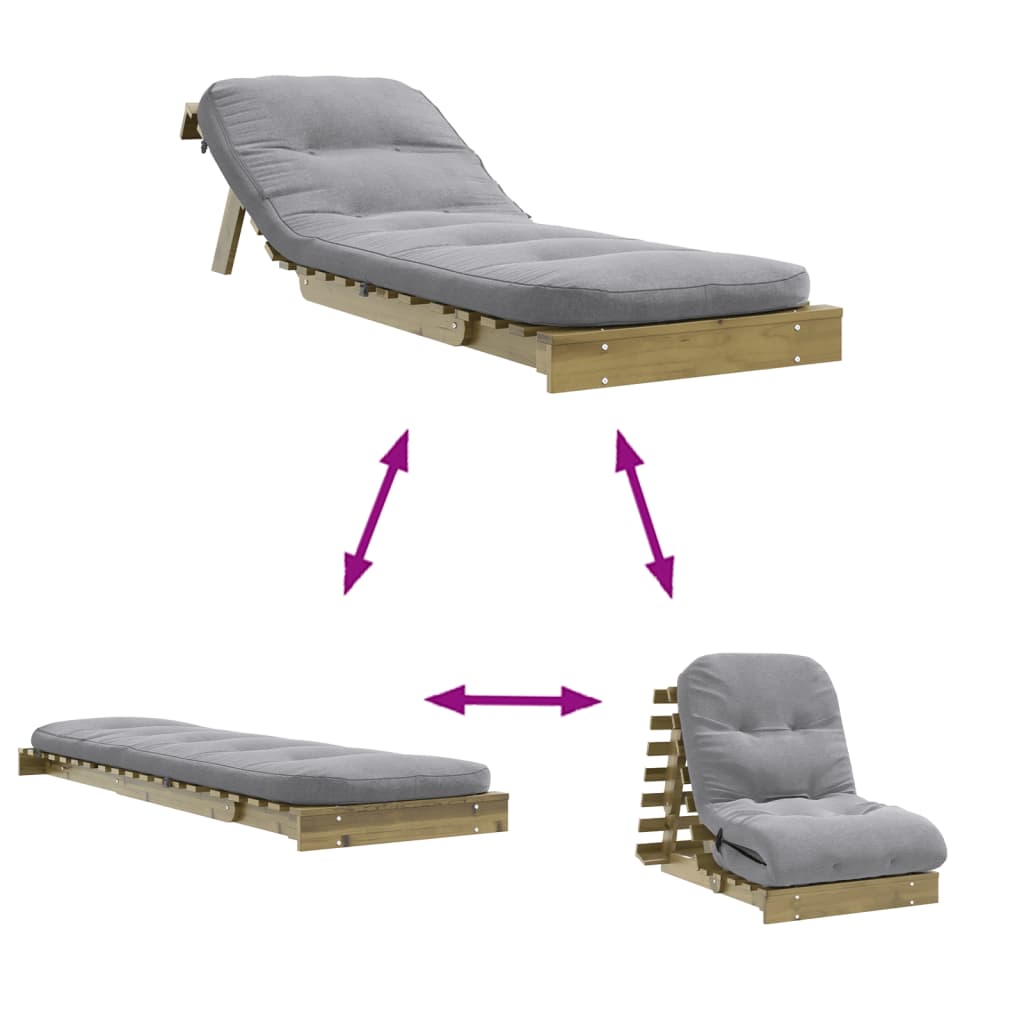Vidaxl Sofa Rozkładana Typu Futon, Z Materacem, 70X206X11 Cm, Sosnowa
