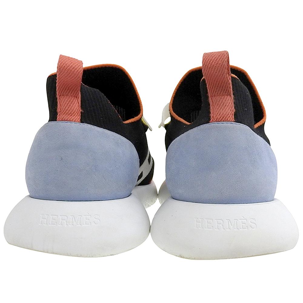 HERMES Men's Crew Sneakers, Suede and Knit Fabric, H Logo, Multicolor, Size 11.2" shoes 44 multicolorUsed