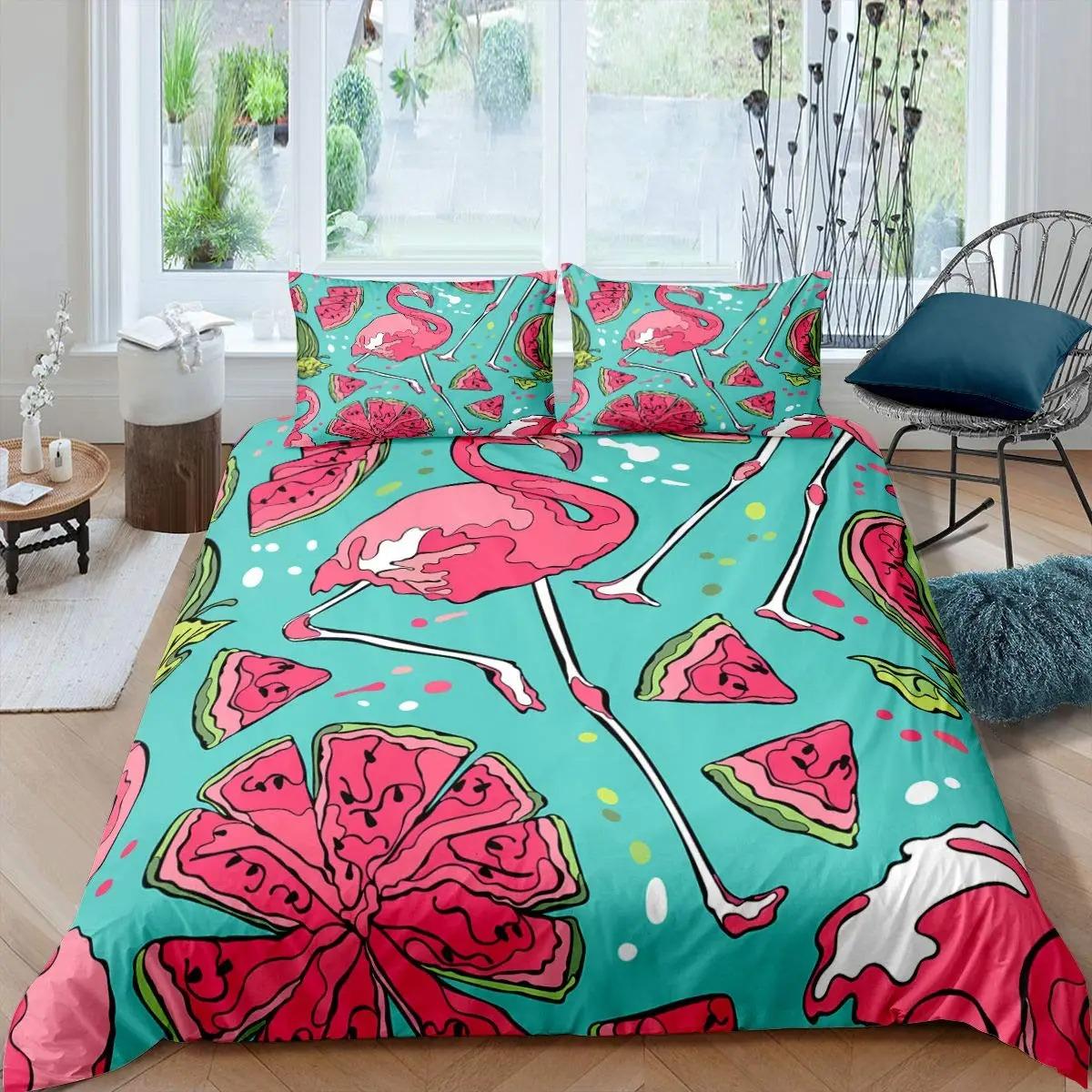 

Comforter 3D Print Watermelon Summer Black And Green Stripes Fruit Bedding Set Girly Watercolor 2-3Pcs Polyester Comforter (quilt)-EU Single(135*200cm)3pcs