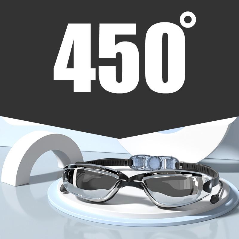 

-1,5~-8,0 взрослые очки для плавания с близорукостью водонепроницаемые противотуманные HD прозрачные гальванизированные большие оправы с берушами