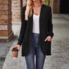 Cardigan lavorato a maglia da donna taglie forti, tinta unita, a maniche lunghe