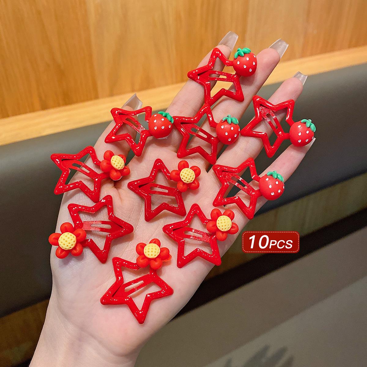 

10 cute red star hair clips suitable for daily use