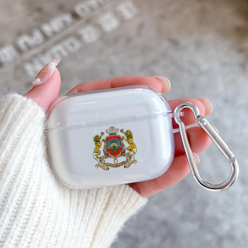Silikonhülle für Apple Airpods 2 1 Kopfhörerhüllen Mit Haken Marokko Flagge Fußball Für Airpod Pro 3 Pro2 Klare Schutzhüllen