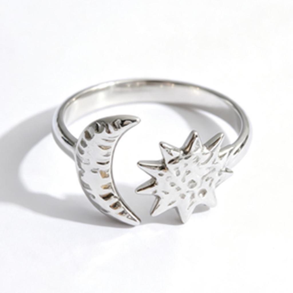 Stainless Steel Snake Sun Moon Spiral Adjustable Open Ring Set (5 Pieces)