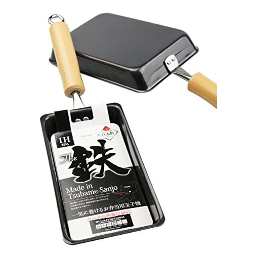 Pearl Metal Tsubame-Sanjo Iron Omelet Frying Pan, 9.5 x 20cm, Induction Compatible, One-Time Roll, Bento Box Omelet Pan, The Iron, Black, HB-2407