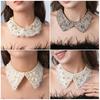 Pearl Beaded Lace Trim Collar Ribbons Women Necklace Wedding Jewelry For Clothes Dress Beads Crystal Collar Wedding Jewelry