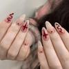 Almond-Shaped Cross Snake Pattern Nail Art Stickers - Wearable False Nails