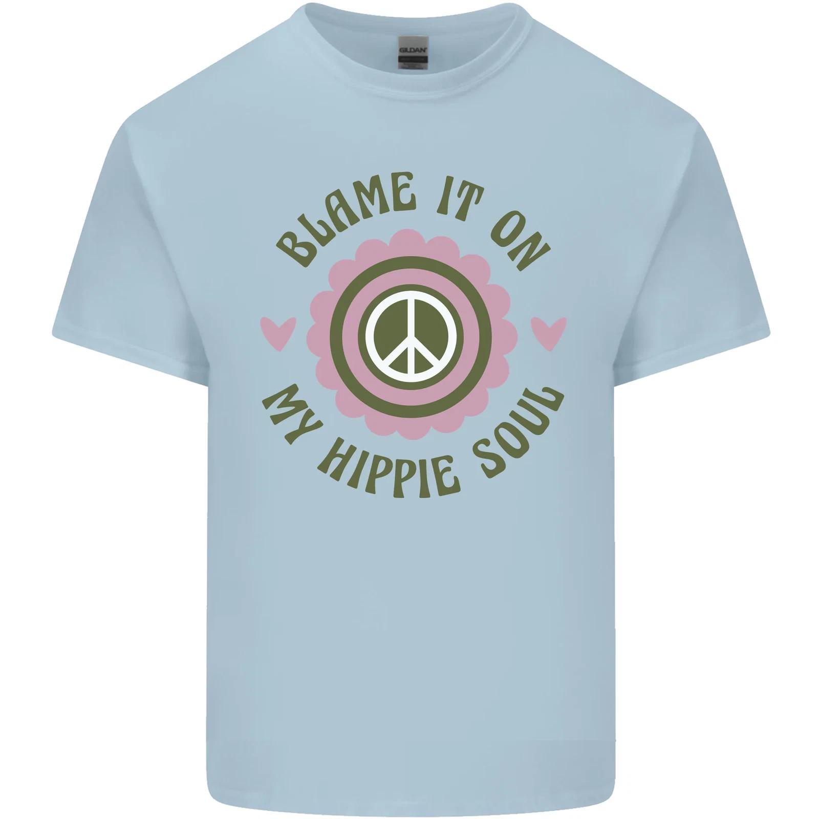 Blame It on My Hippy Soul 60s 70s Flower Power Kids T-Shirt Childrens M