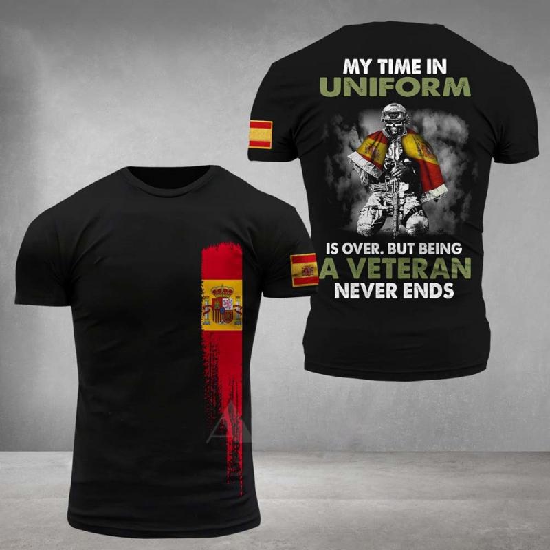 Pánské tričko Spanish Flag Graphic Volné Ležérní Trička s krátkým rukávem Nadměrná velikost Trička Španělští veteráni Topy Maskovací oblečení Xl