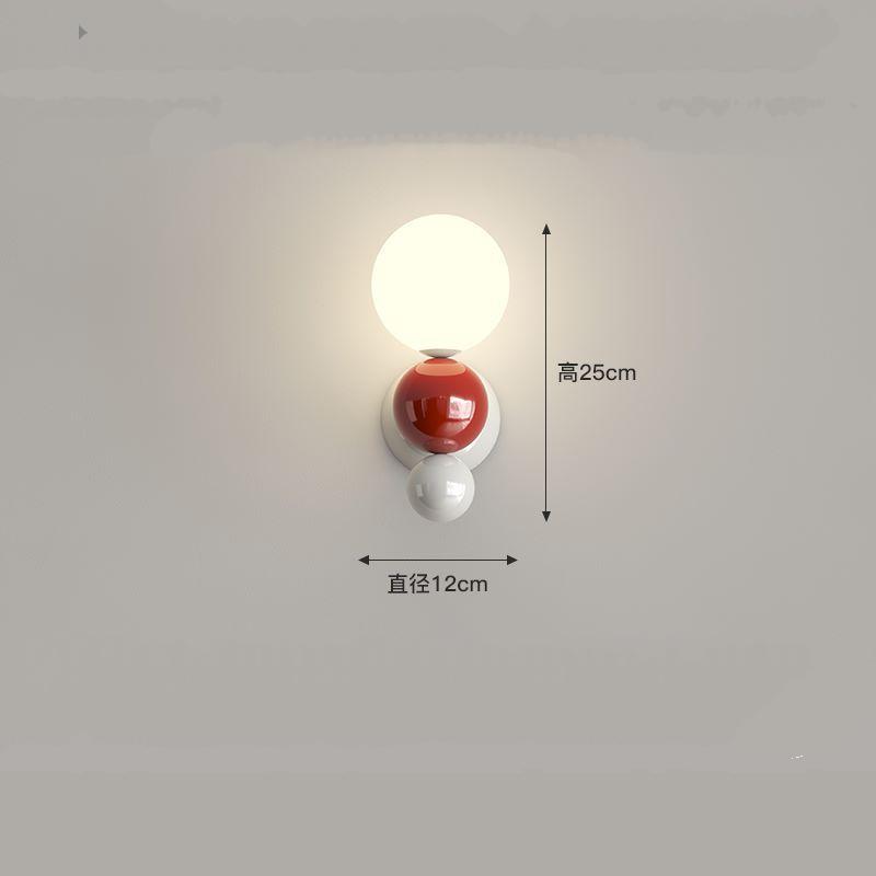 Lovely LED Wall Light Red Green White Metal Children's Room Wall Lamps Parlor Office Aisle Stairs Wall Sconce White Acrylic Ball