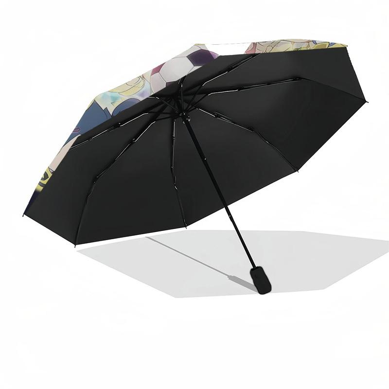 1pc Captain Tsubasa Outdoor Umbrella - Automatic Opening/Closing, Portable 3-Fold Design with 8-Rib Iron Frame - Perfect Gift for Fans, Travelers, Dai