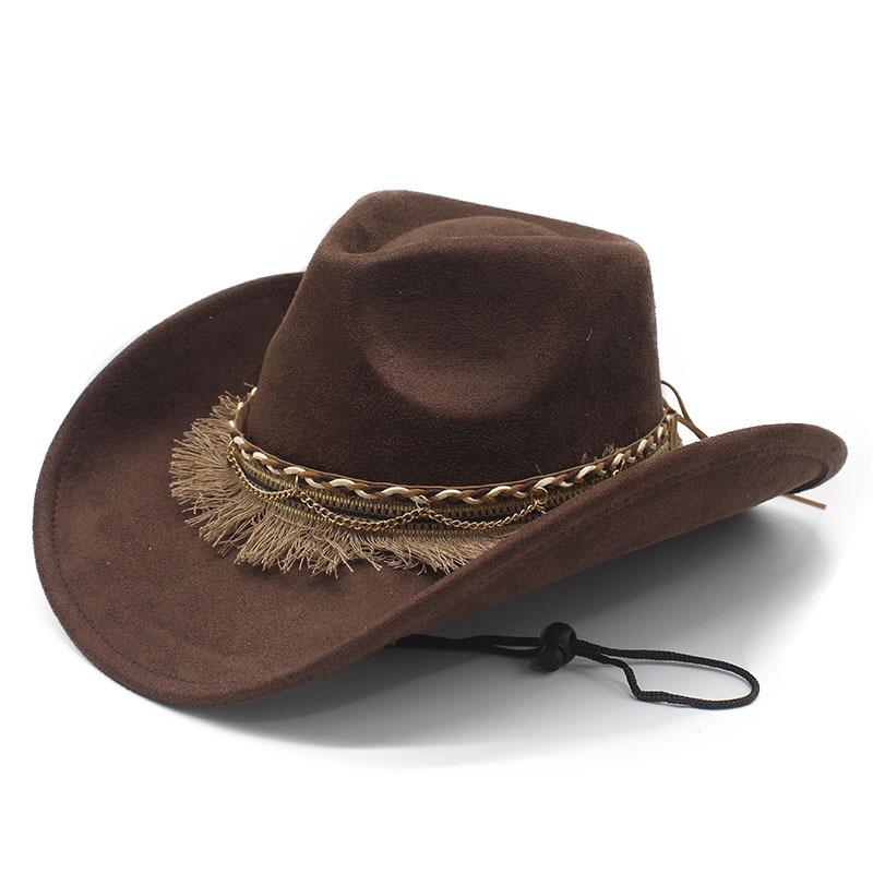 Vintage Western Cowboyhut Wildlederimitat Quaste Dekorationshut