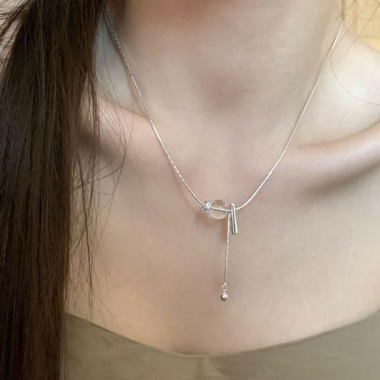 VENTFILLE 925 Sterling Silver Necklace For Women Sweet Clear Gentle Tassel Fashion Versatile Classic Jewelry Gift Dropshipping