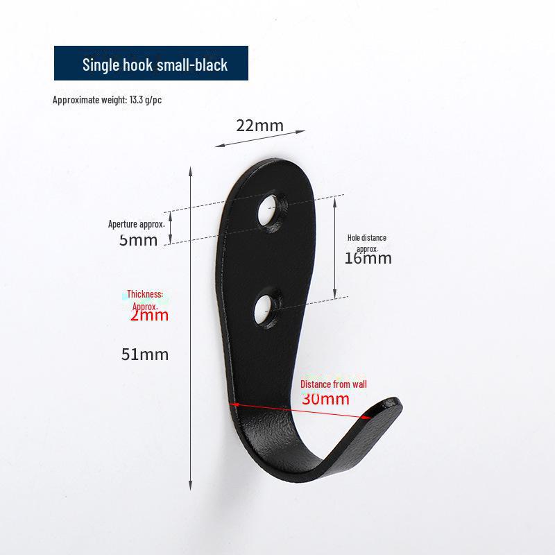 Black Stainless Steel Single Clothes Hook for Home, Hotel, or Bathroom Use