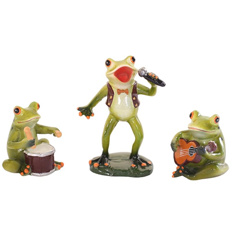 Resin Cute Frog Statue Fairy Garden Decor, Spring Outdoor Yard Flower Pot Patio Lawn Indoor Table Shelf Desk Decorations