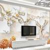 Tapete 3d Magnolienblume Elch Wald Vogel Relief Hintergrund Wand Wohnzimmer Hotel Wandbilder