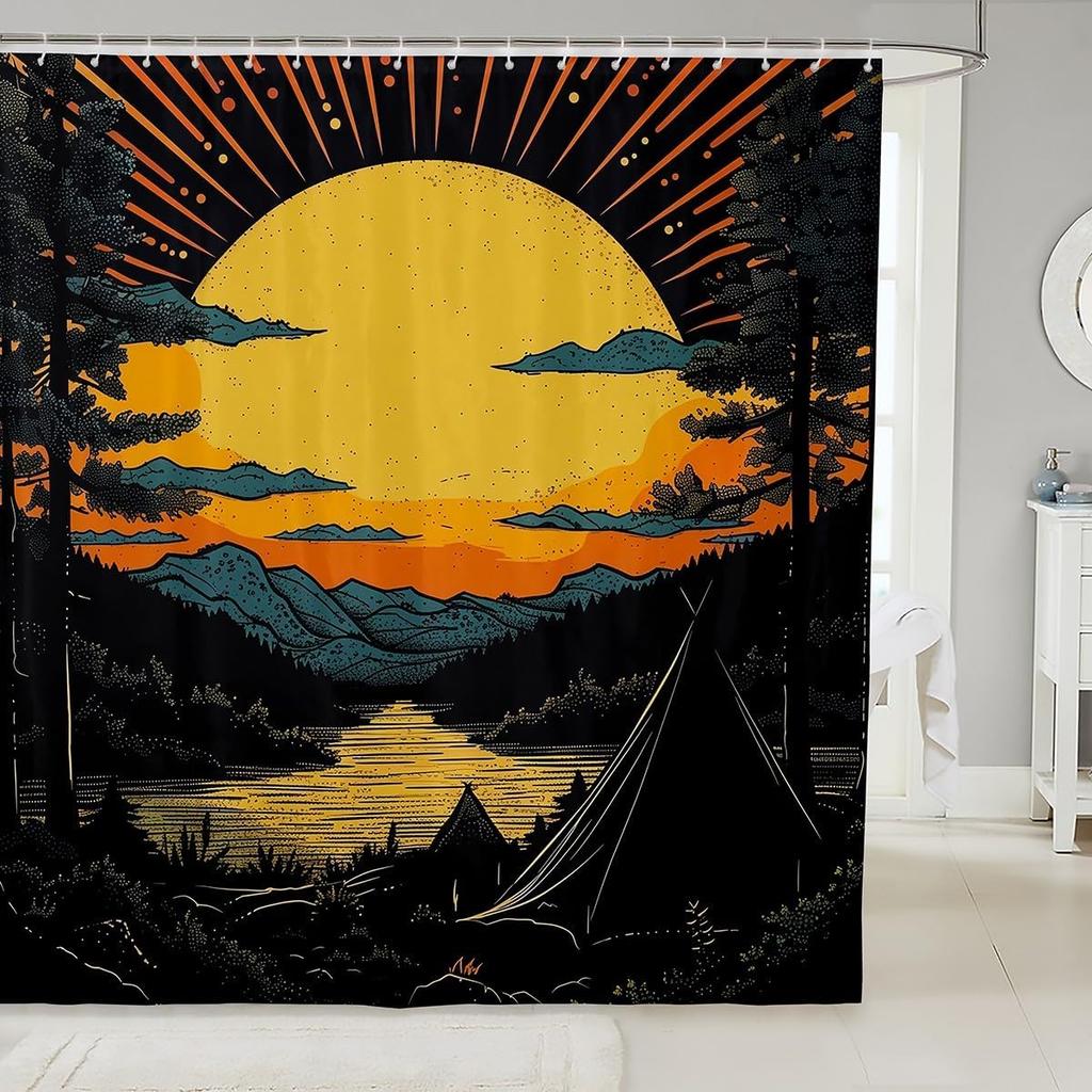 Red Strawberry Bow Kids Shower Curtain Yellow Crown Bathroom Curtain Cute Fruit Bowknot Bath Curtain for Girls Boys,Kawaii Bow