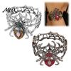 Dunkle Ästhetik Handschmuck Vintage Strass Spinne Armband, Gothic Punk Verstellbarer Stretch Armreif Netz Party Geschenk für Männer Frauen, Geheimnisvoll