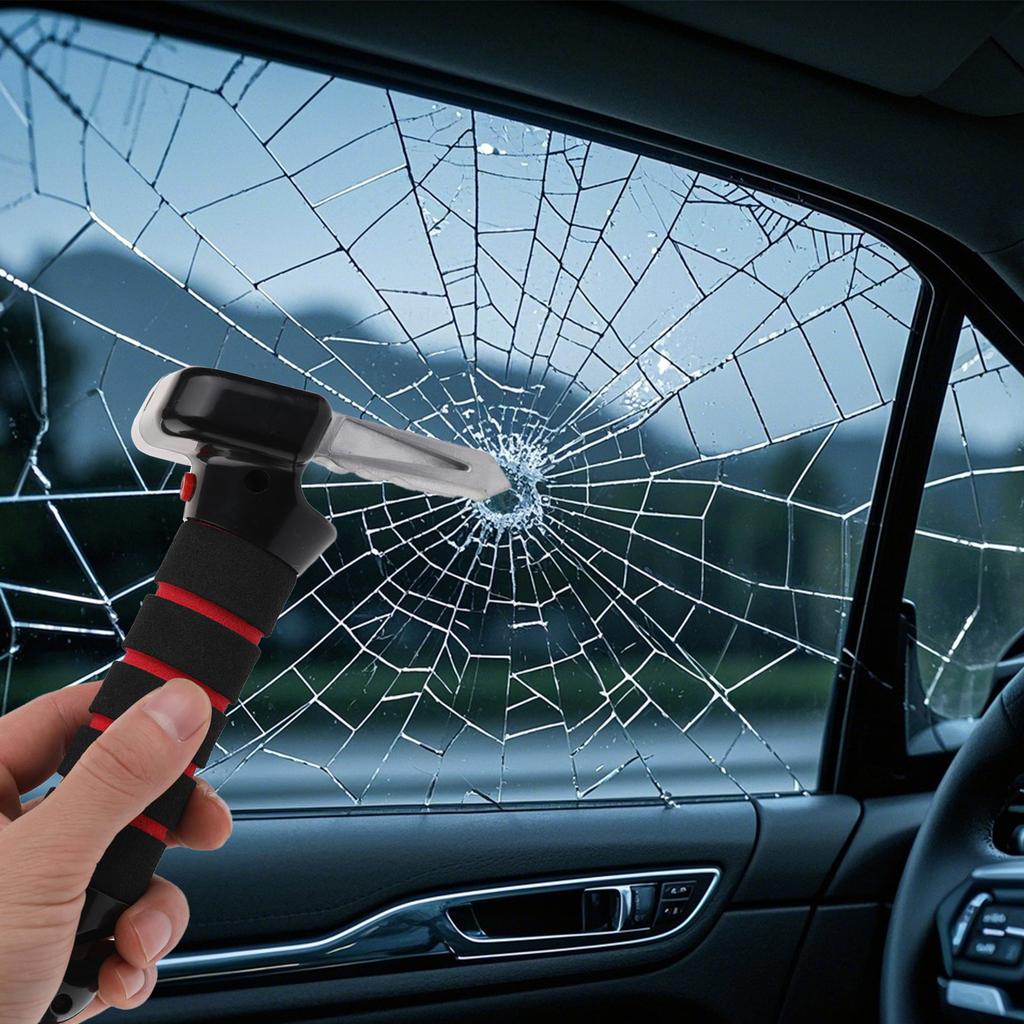 Car Armrest Window Breaker Portable Door Auxiliary Handle Multi Function Seat Belt Cutter Window Breaker Escape Hammer