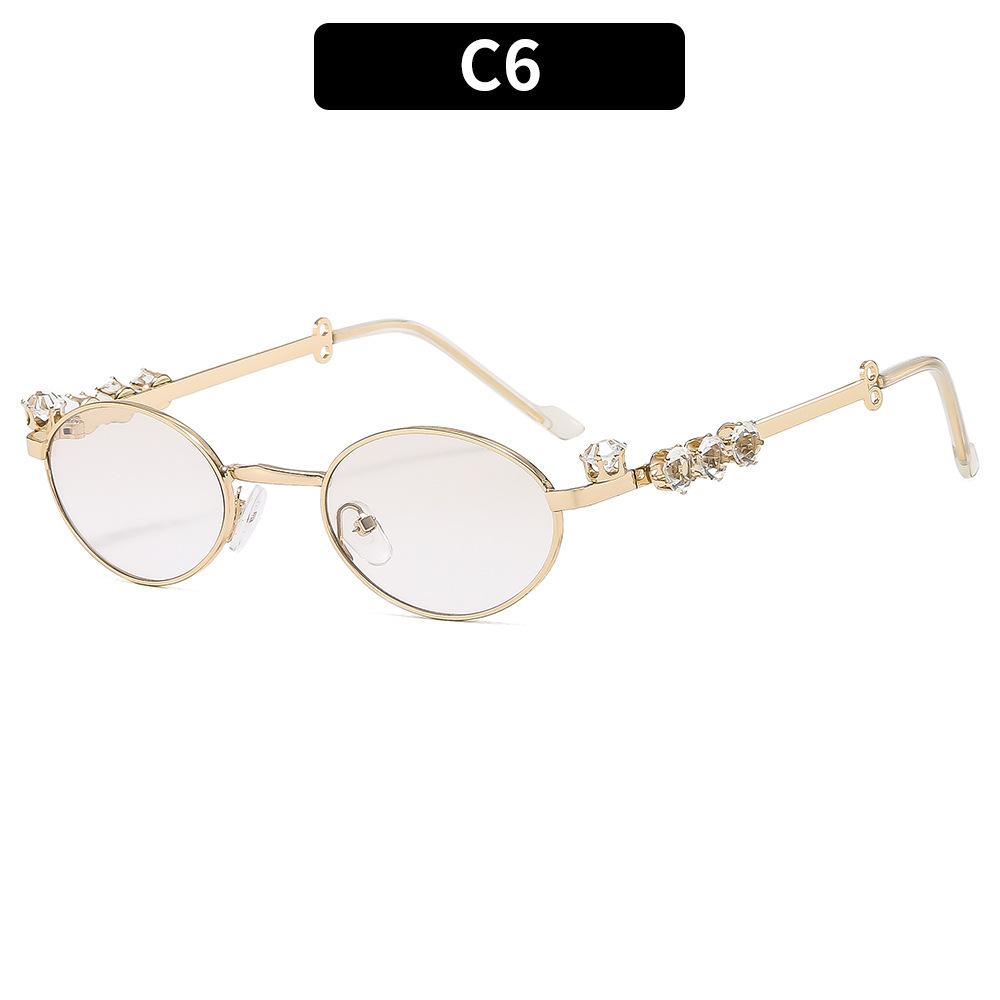 Rennes jennie retro oval frame diamond-encrusted glasses female no-makeup artifact mirror flat mirror frame tide