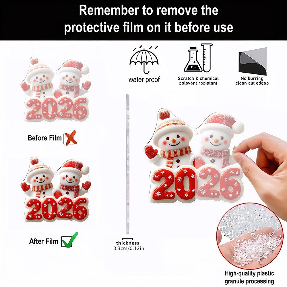 2d Santa Claus Pendant Lightweight Hanging Snowman Sign 2026 Festive Pendant Vivid Christmas Acrylic Ornament For Fireplaces