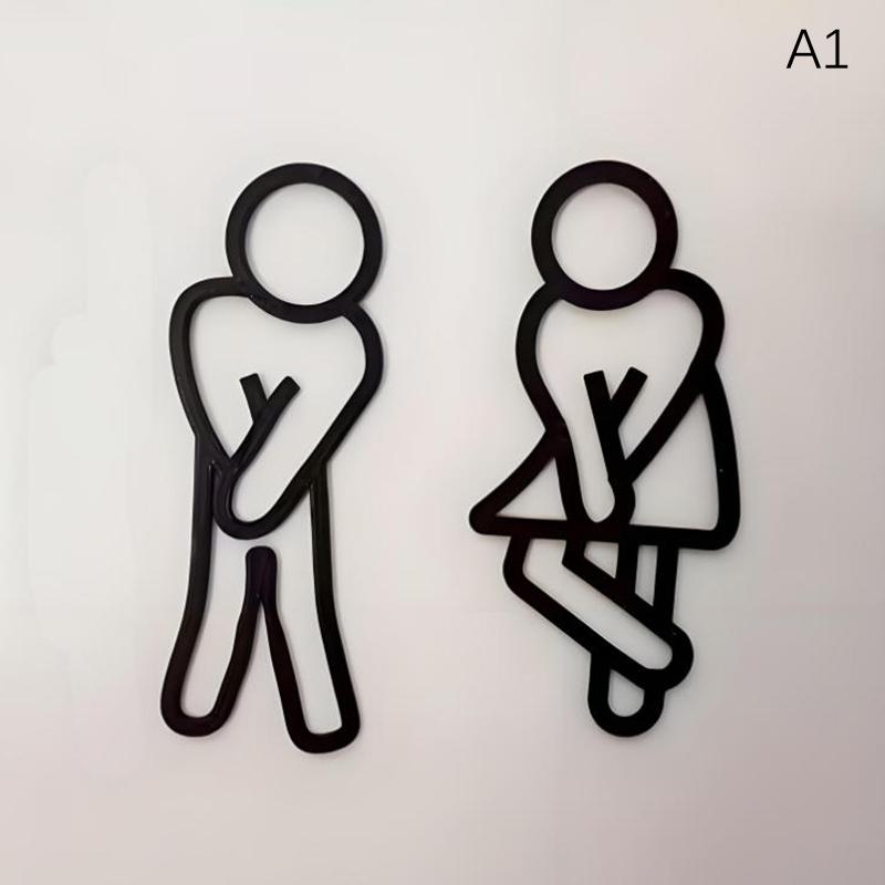 3D Printed Bathroom Door Sign Male & Female Restrooms Symbol Door Decor Restaurant Hotel Cafe Toilet Signage Wall Sticker