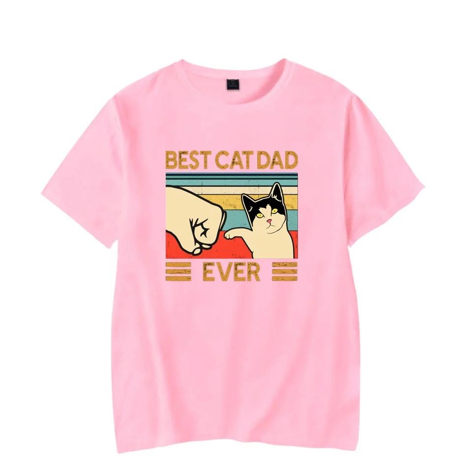 Funny Best Cat Dad Ever T-shirt Summer Short Sleeve Tees Mens Casual Cotton Shirts