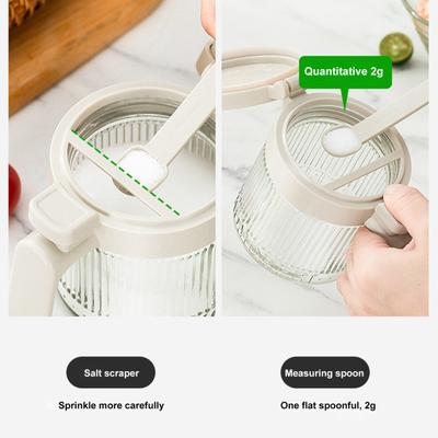 Seasoning Jar Transparent Dustproof Moisture-proof Thickened Good Seal Press Type with Spoon Large Capacity Sugar Salt Powder Storage Bottle