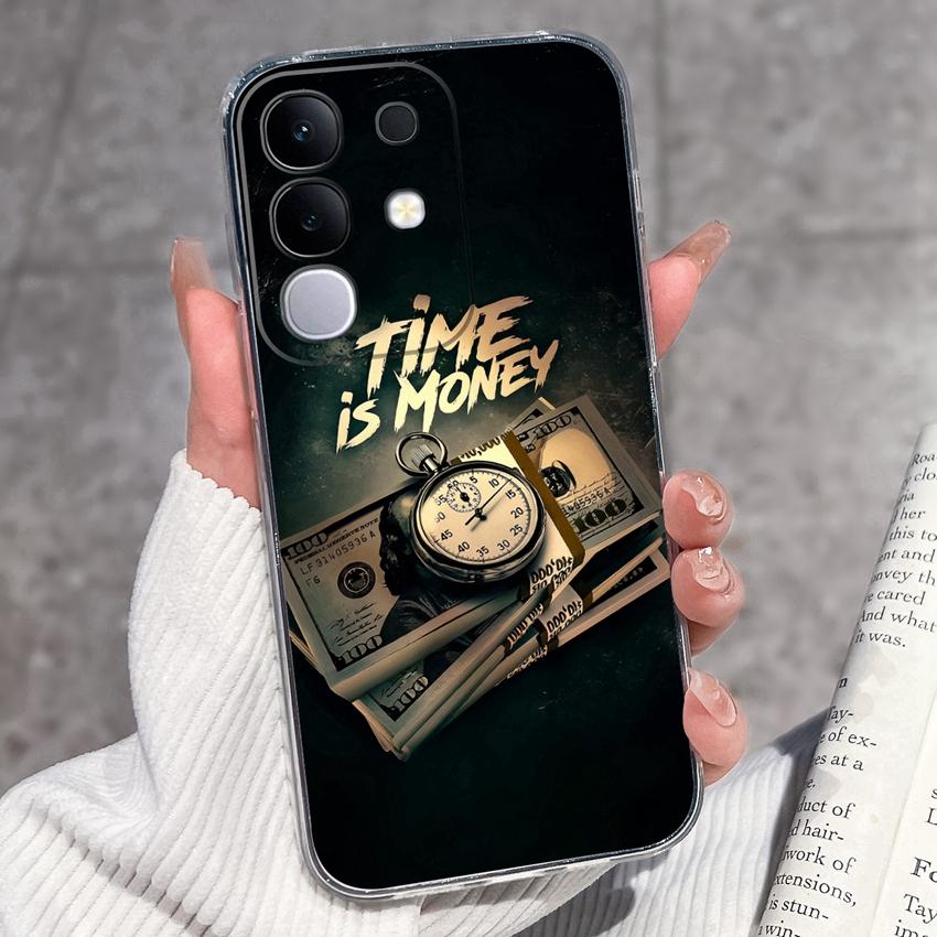 Shockproof Silicone Phone Cases For Vivo Y29 Y29s Y28 Y27 Y27t Y22 Y22s Y21 Y21e Y21s Y20 Y20i Beautiful Lavender Pattern Clear Covers For Vivo Casing