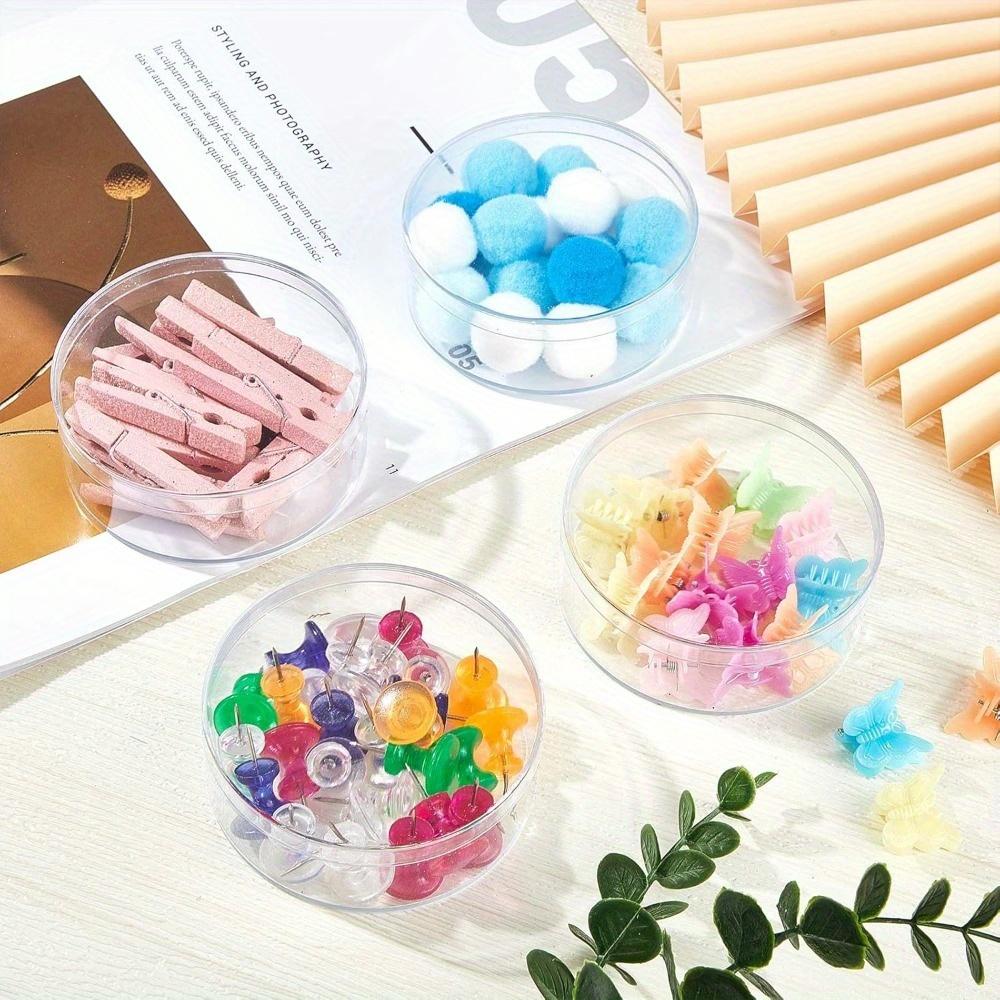 18pcs Clear Acrylic Round Storage Boxes Flip-Top Lids 8cm Jewelry Organizer Containers Wedding Favors Party Treats Beads Crafts
