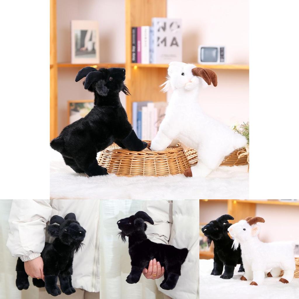 בובת צעצוע קטיפה חמודה מצוירת עז שחור-לבן לבנות