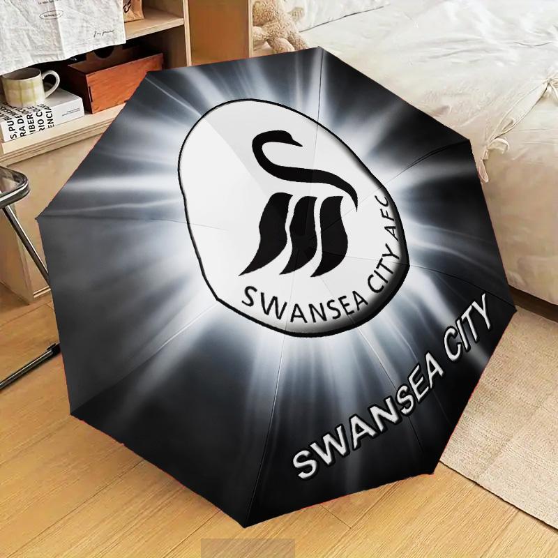 Swansea City Crest Automatic Folding Umbrella - 8-Rib Travel Umbrella with Auto Open/Close & Portable Gifts for Holidays or Birthdays