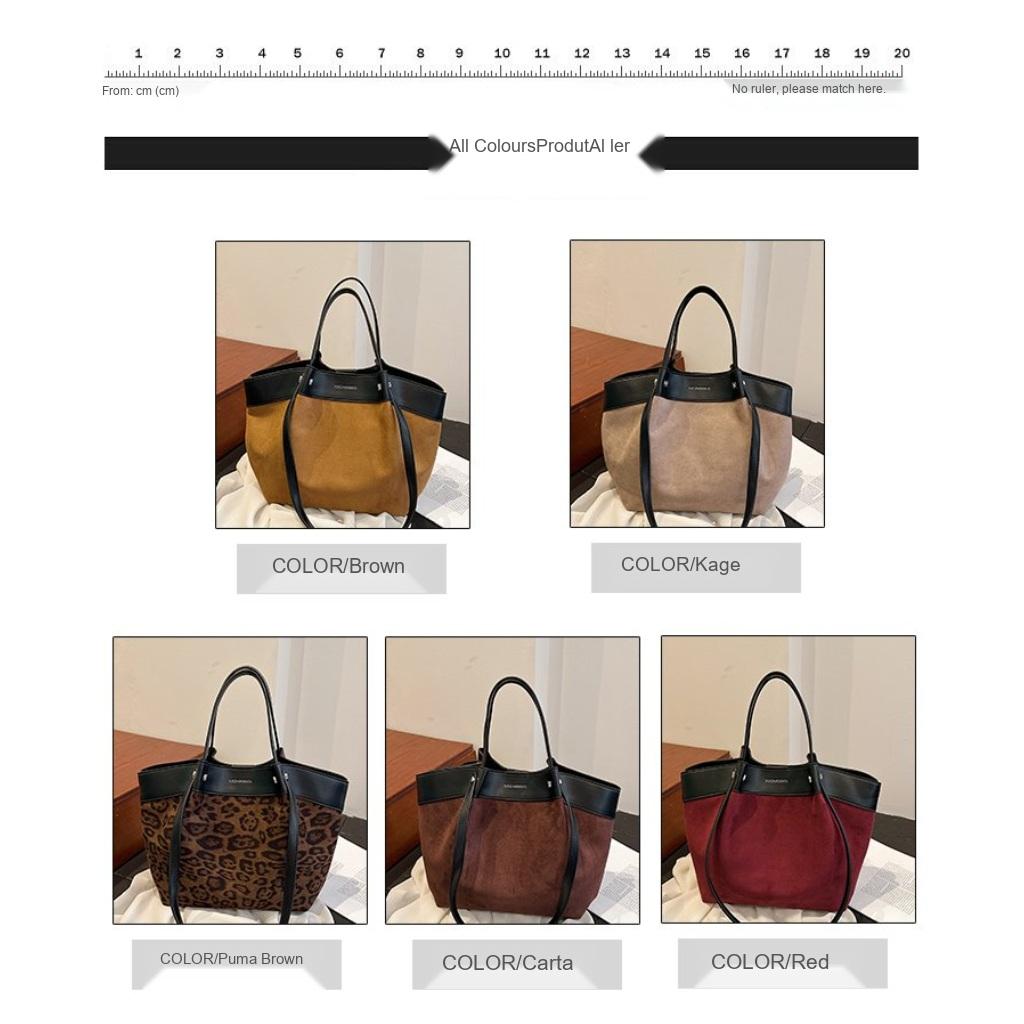 Tote Bag Women Velvet Leopard Print Large Capacity Office Daily Use