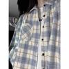 2025 Vintage Blue Long Sleeve Women's Cardigan Shirt for Spring and Autumn