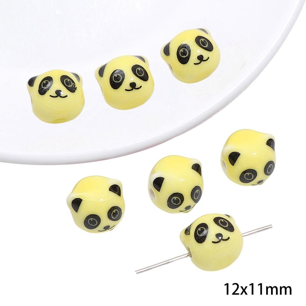 Yellow Hand-Painted Ceramic Cartoon Beads for DIY Bracelets, Necklaces, and Phone Chains