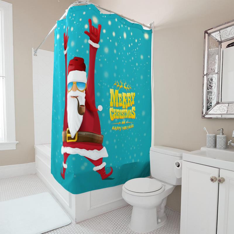 TU Weihnachtsdusche Vorhang Weihnachtsmann Festliches Feiertags Badezimmer Dekor Frohe Weihnachten Muster Wasserdicht Heimtextilien Geschenk