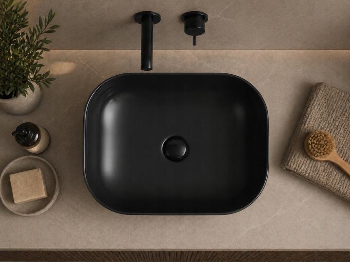 Bella countertop washbasin 50.5X40.5 CM oval black matt