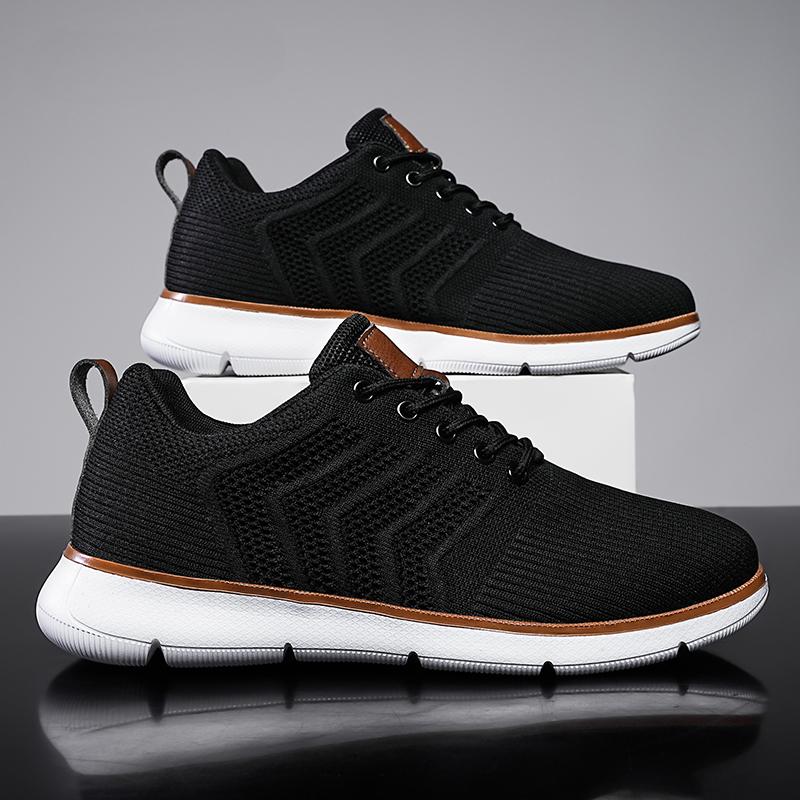 New Knitted Men's Casual Shoes Large Size Mesh Breathable Sneakers Outdoor Lightweight Walking Shoes Comfortable Driving Shoes