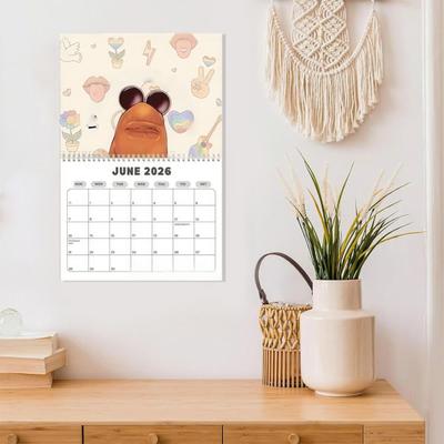 De Worm 2026 Wandkalender 12 Maanden Wandhangende Planner Grappige Worm Meme Cadeau voor Vrienden Collega's Familie