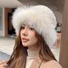 Rex Rabbit Fur Fisherman's Hat Children Autumn and Winter Warm Temperament Versatile Fox Hair Ear Protector Basin Hat Tide Shows Small Face