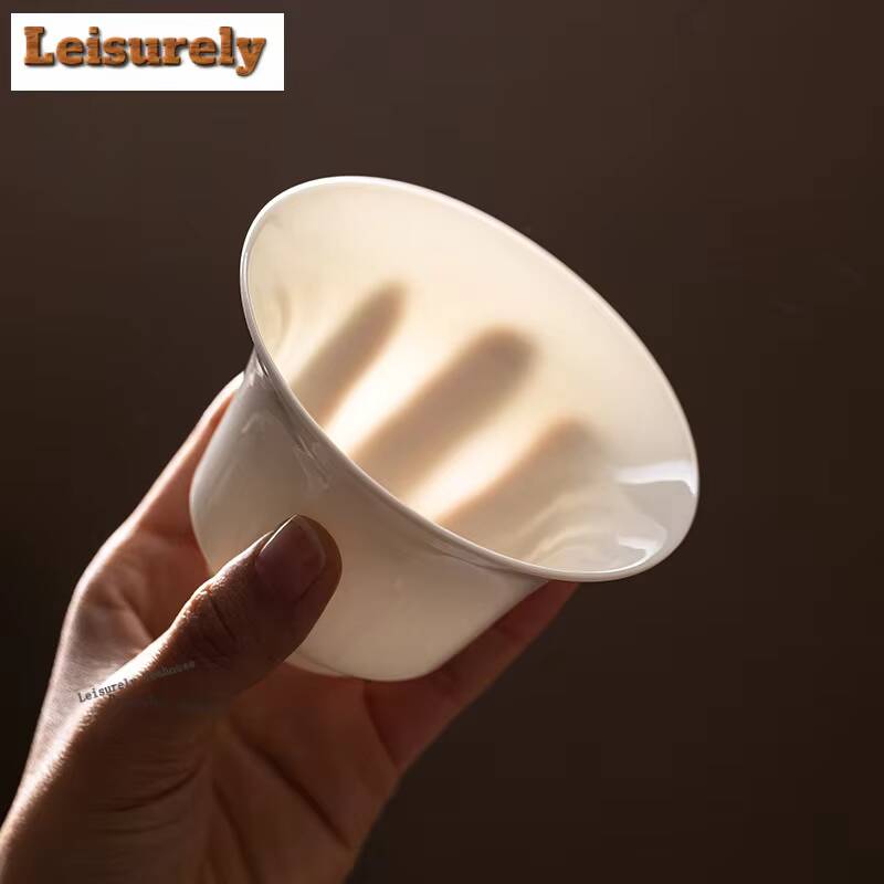 111ml Thin Tires Horseshoe Gaiwan Aesthetic Anti-scald Tea Tureen Tea Bowl With Lid Kit Tea Brewing Cover Bowl Teaset Decoration