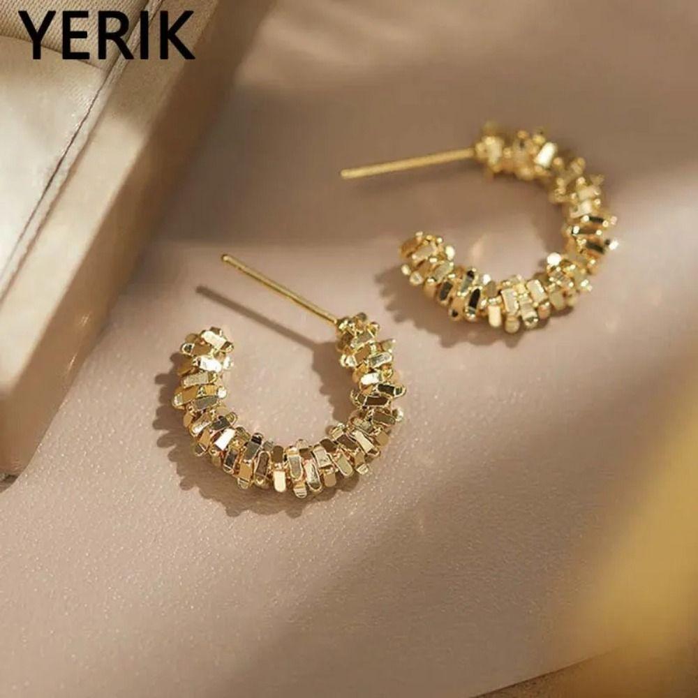Alloy C-Shaped Earrings Wave Vintage Twisted Earrings Shattered Silver C-shaped Earrings Women