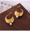 European Vintage Pearl Shell Earrings - Elegant Ins Style, Niche Titanium Steel Jewelry