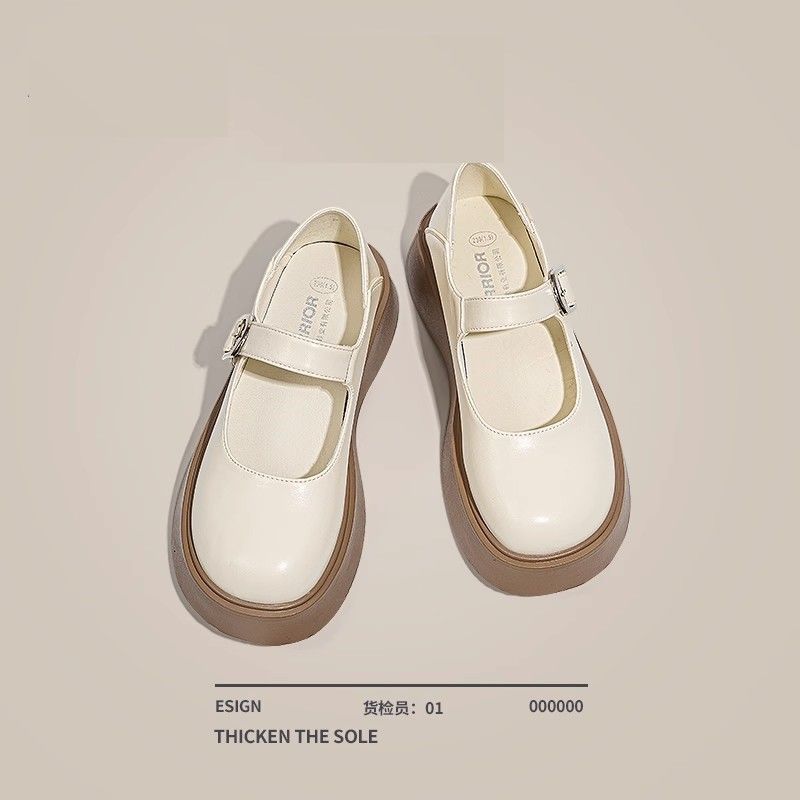 

Новые женские туфли Мэри Джейн, маленькие кожаные туфли Xia Yinglun, французские универсальные туфли с круглым носком, туфли на платформе 39