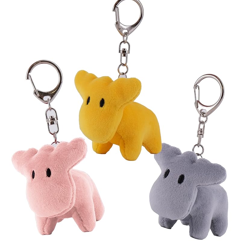 

[Mozu] MOZ moz stuffed animal charm 3-piece set (dark yellow, pink, gray)