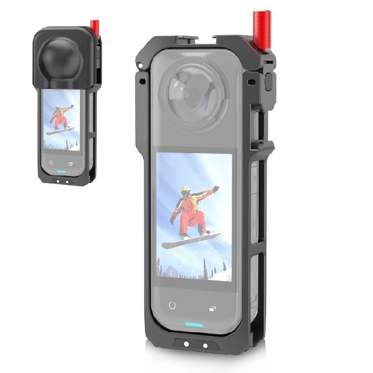 Reinforced Aluminum Frame Cage For 360 X5 Camera Housing Shell Quick Installation Exposed Battery Compartment